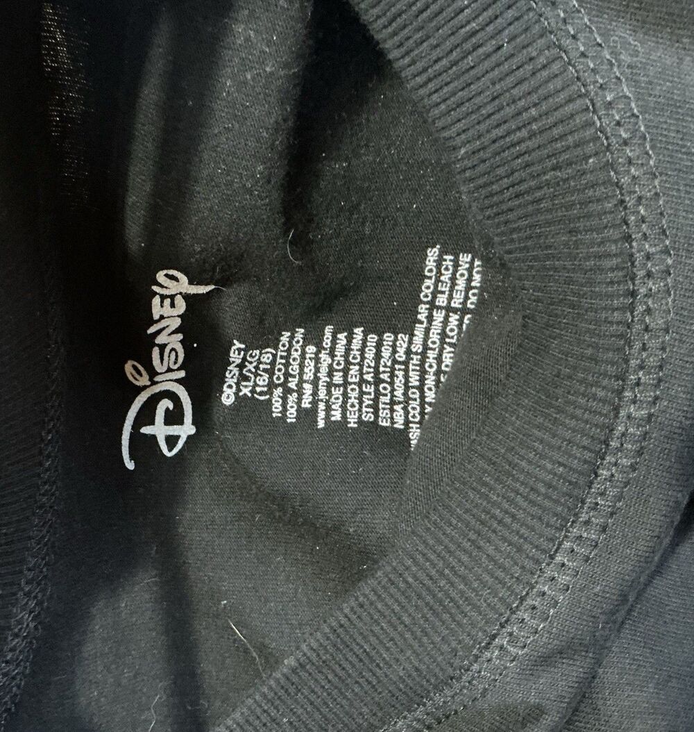 DISNEY Mickey Mouse 100% Cotton Black Gameday Sweatshirt Jersey Size XL (16/18) - Picture 4 of 4